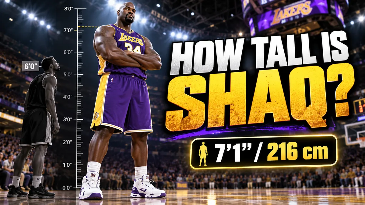 How Tall Is Shaq - Shaquille O'Neal Height Shaquille O'Neal height comparison showing Shaq at 7 feet 1 inch