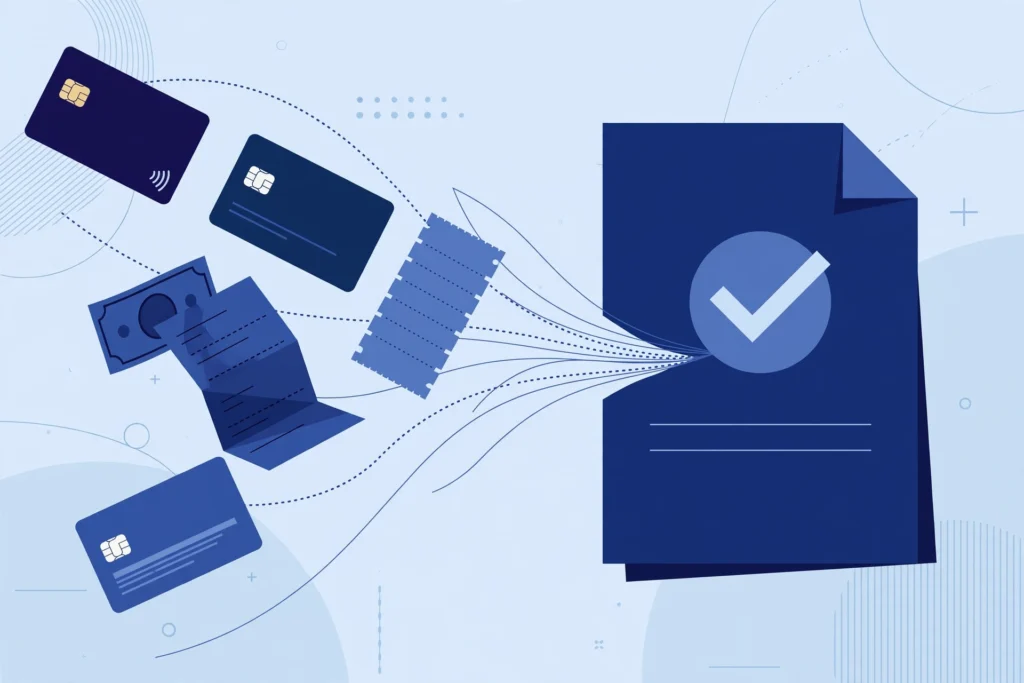 Debt consolidation loan — credit card bills merging into a single loan document