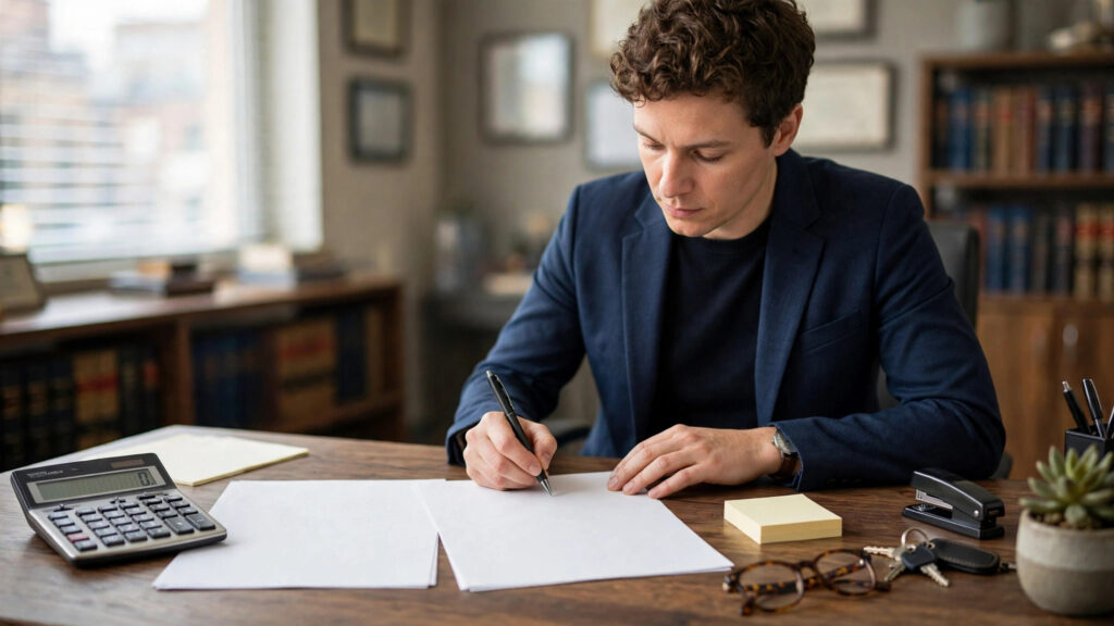 Personal injury settlement documents next to a gavel