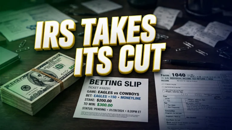 Sports betting winnings taxes — cash, betting slip and tax form