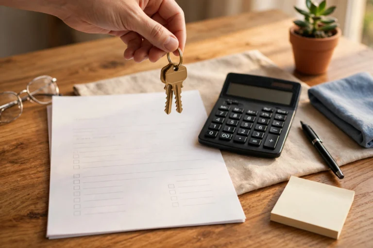 FHA loan requirements — handing over house keys above a mortgage contract