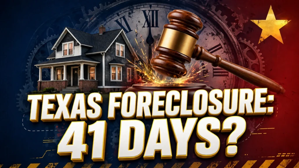 How long foreclosure takes in Texas — house, gavel and clock
