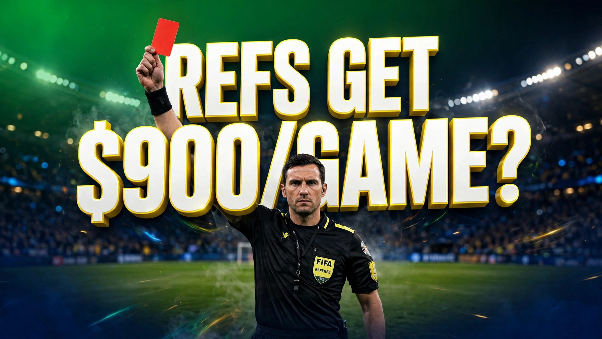 MLS referee pay &mdash; soccer referee holding a red card