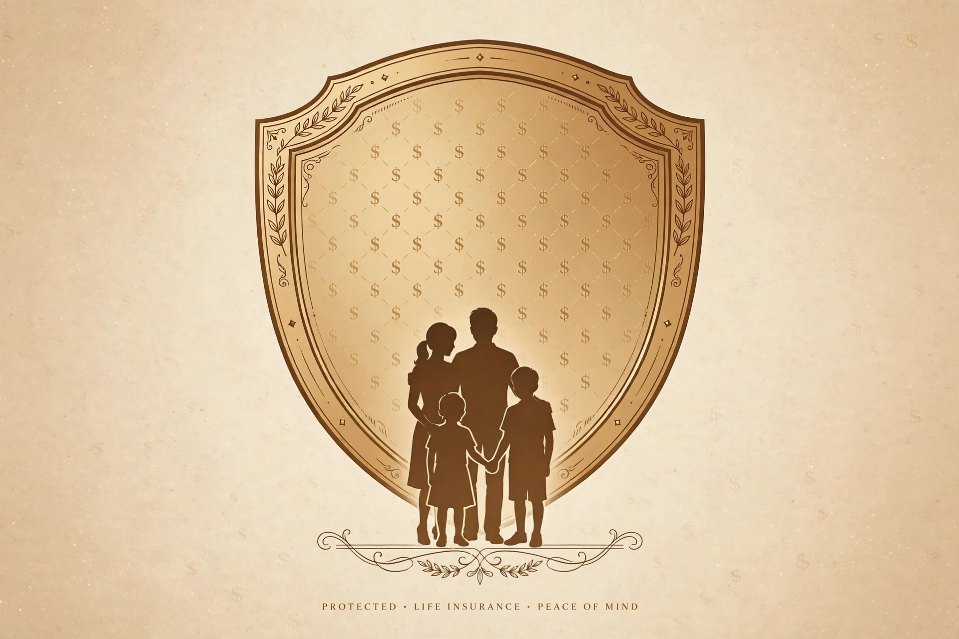 Million dollar life insurance cost &mdash; family silhouettes under a protective shield