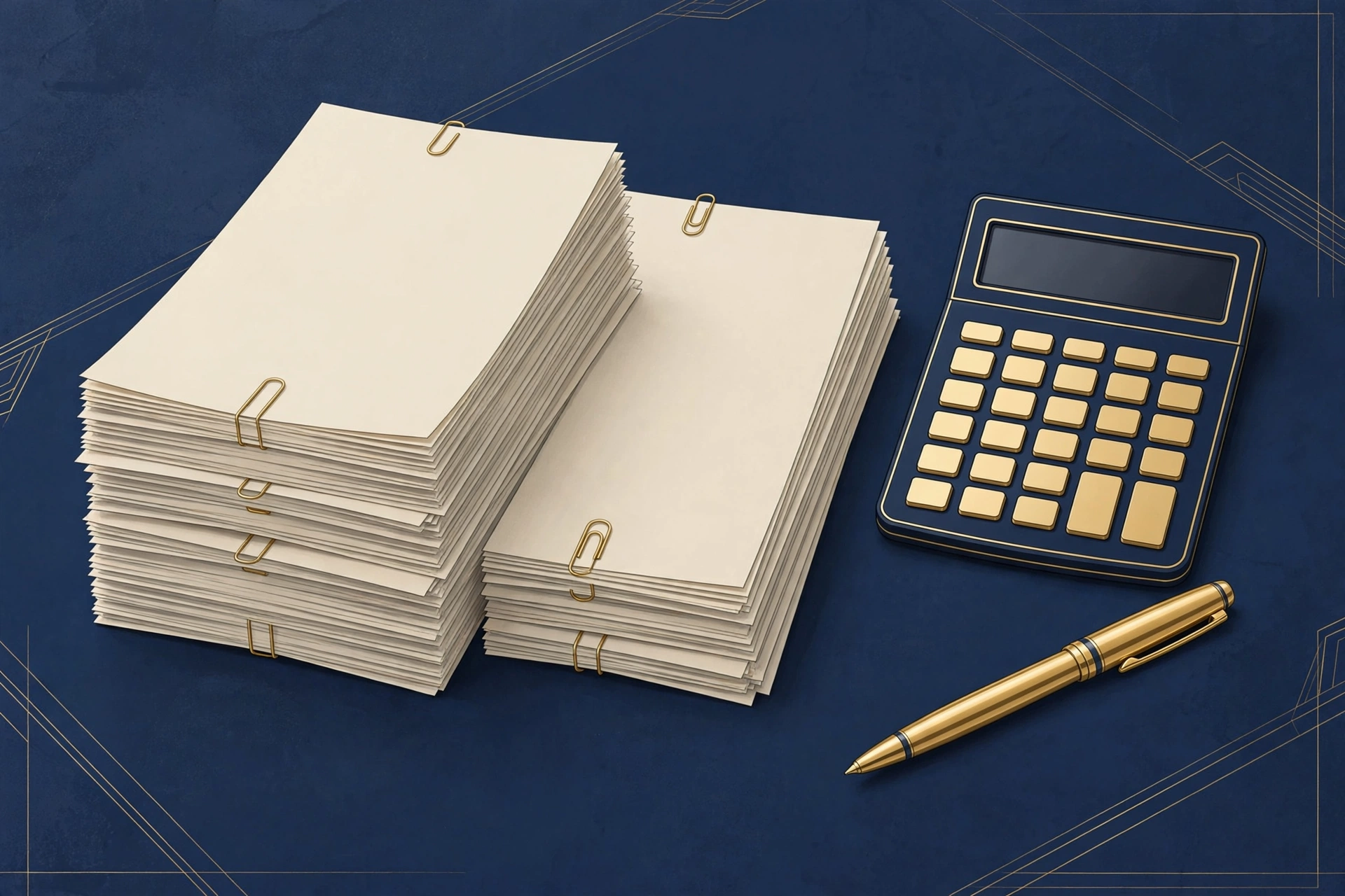 Divorce cost &mdash; legal documents and a pen on a desk beside a calculator