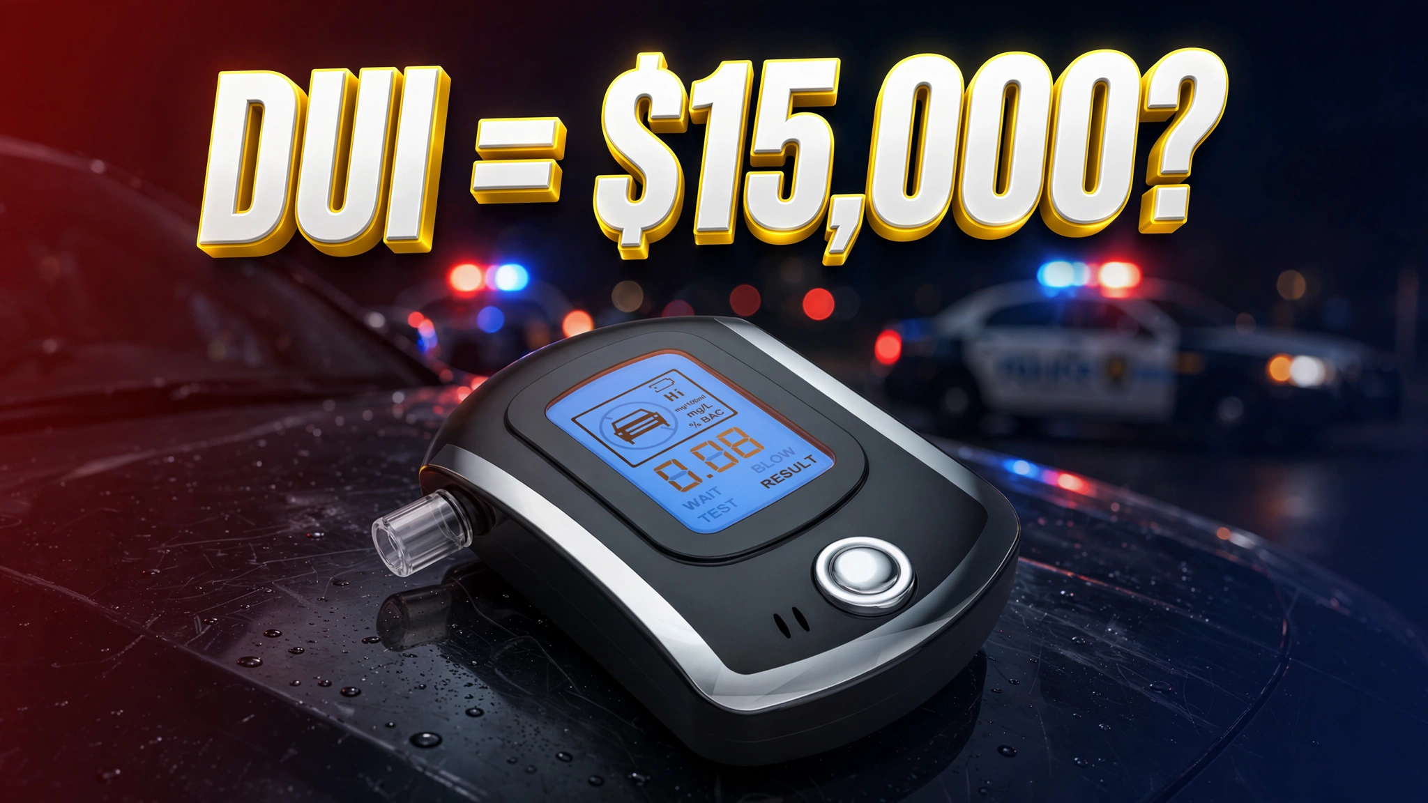 DUI cost in Texas &mdash; breathalyzer device at night
