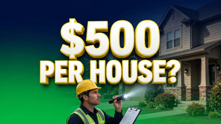 Home inspector pay per inspection — inspector examining a house