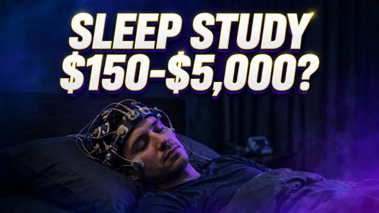 Sleep study cost without insurance — person sleeping with sleep-test headband