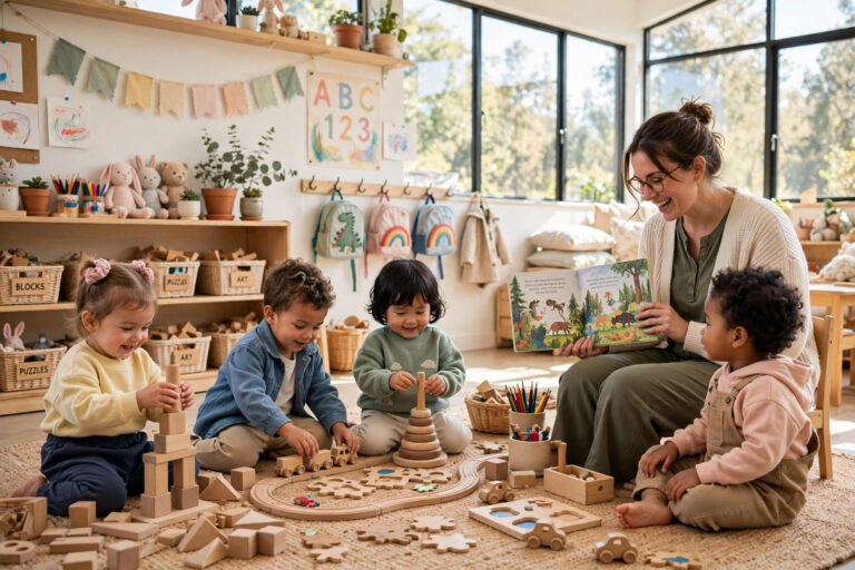 Young children playing at a daycare center