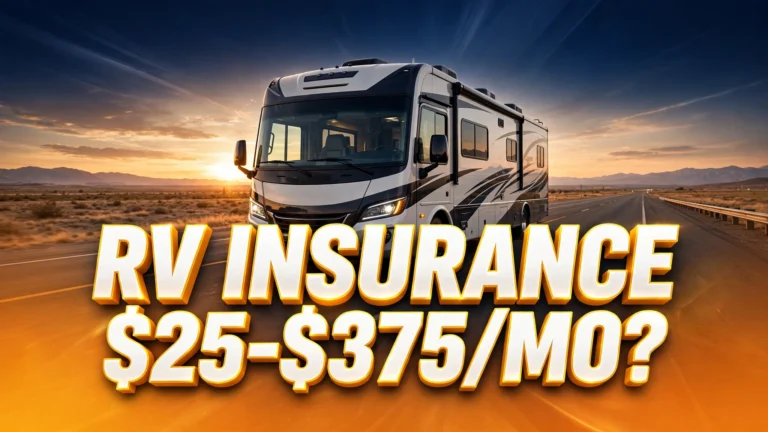 RV insurance cost per month — motorhome on an open highway