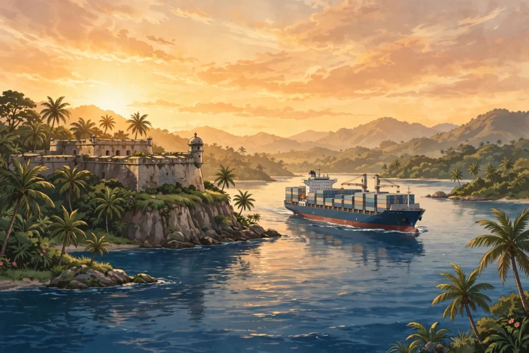 Jones Act in Puerto Rico — cargo ships in San Juan harbor at dusk