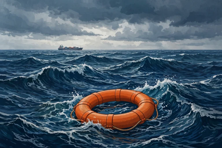 Maritime accident injury lawyer — lifeboat drill on a ship deck at sea