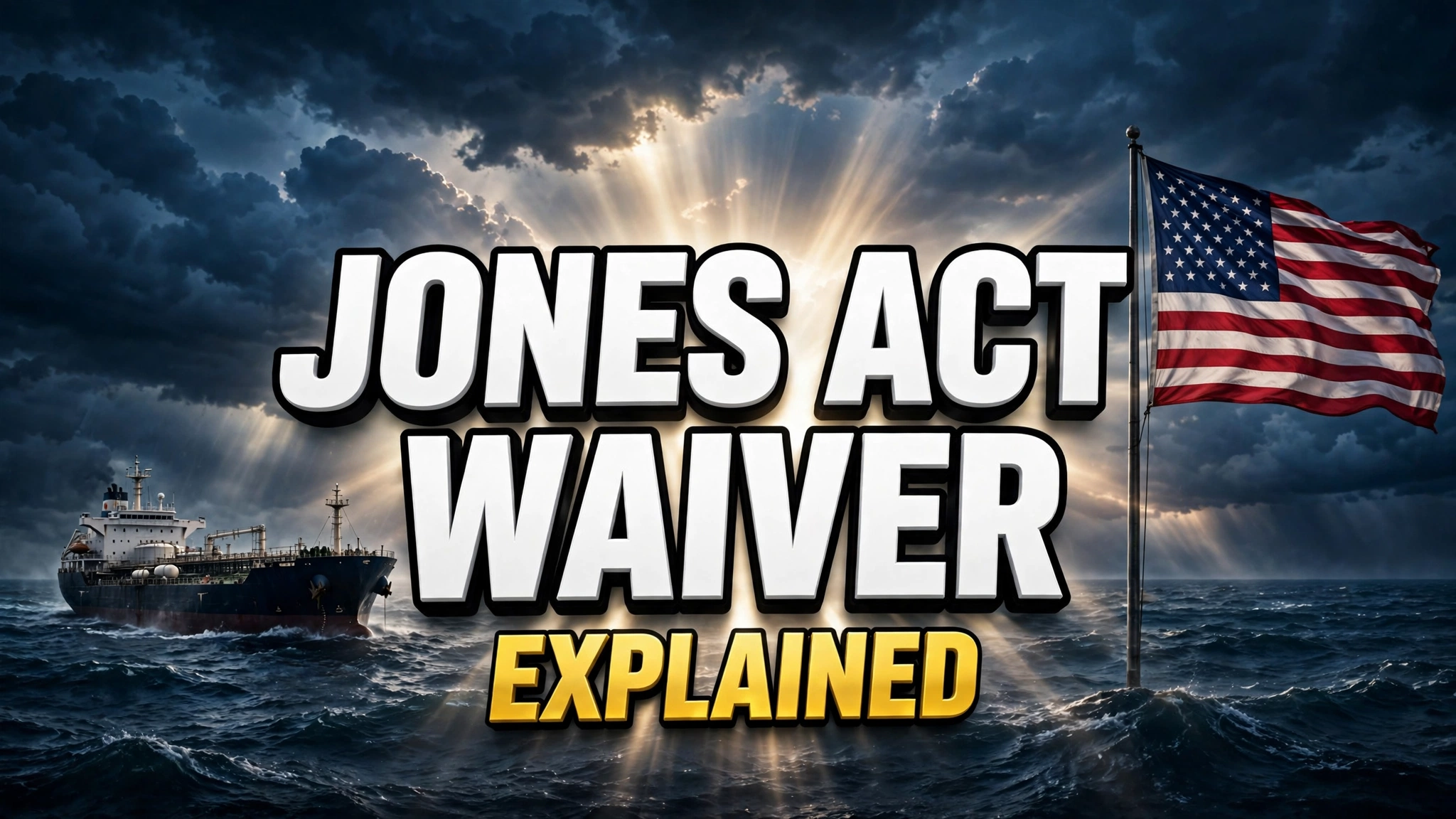 Jones Act waiver explained &mdash; oil tanker ship with American flag thumbnail