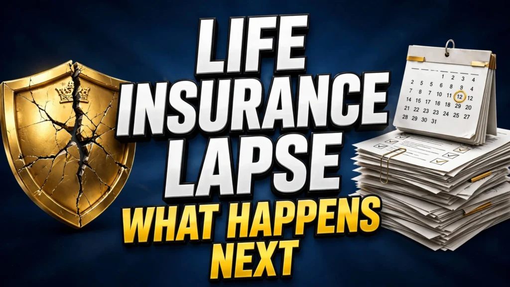 Life insurance lapse explained - cracked golden shield with policy documents and calendar