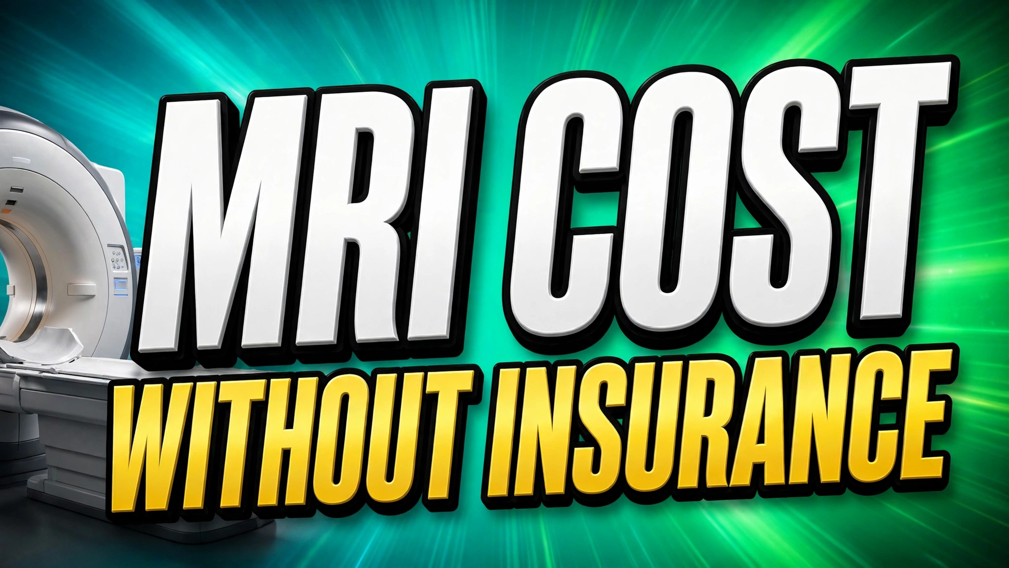 MRI COST WITHOUT INSURANCE thumbnail with MRI scanner on teal gradient background