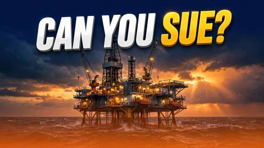 Oil rig at dusk - can you sue your employer for an oil rig injury