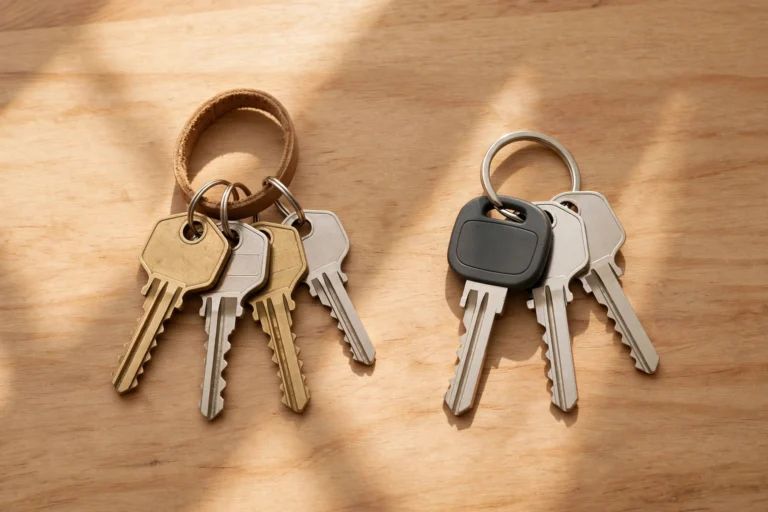 Renting vs buying pros and cons — house keys and apartment keys side by side