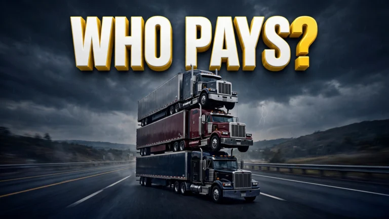 Truck accident liability — semi-trucks stacked like poker chips